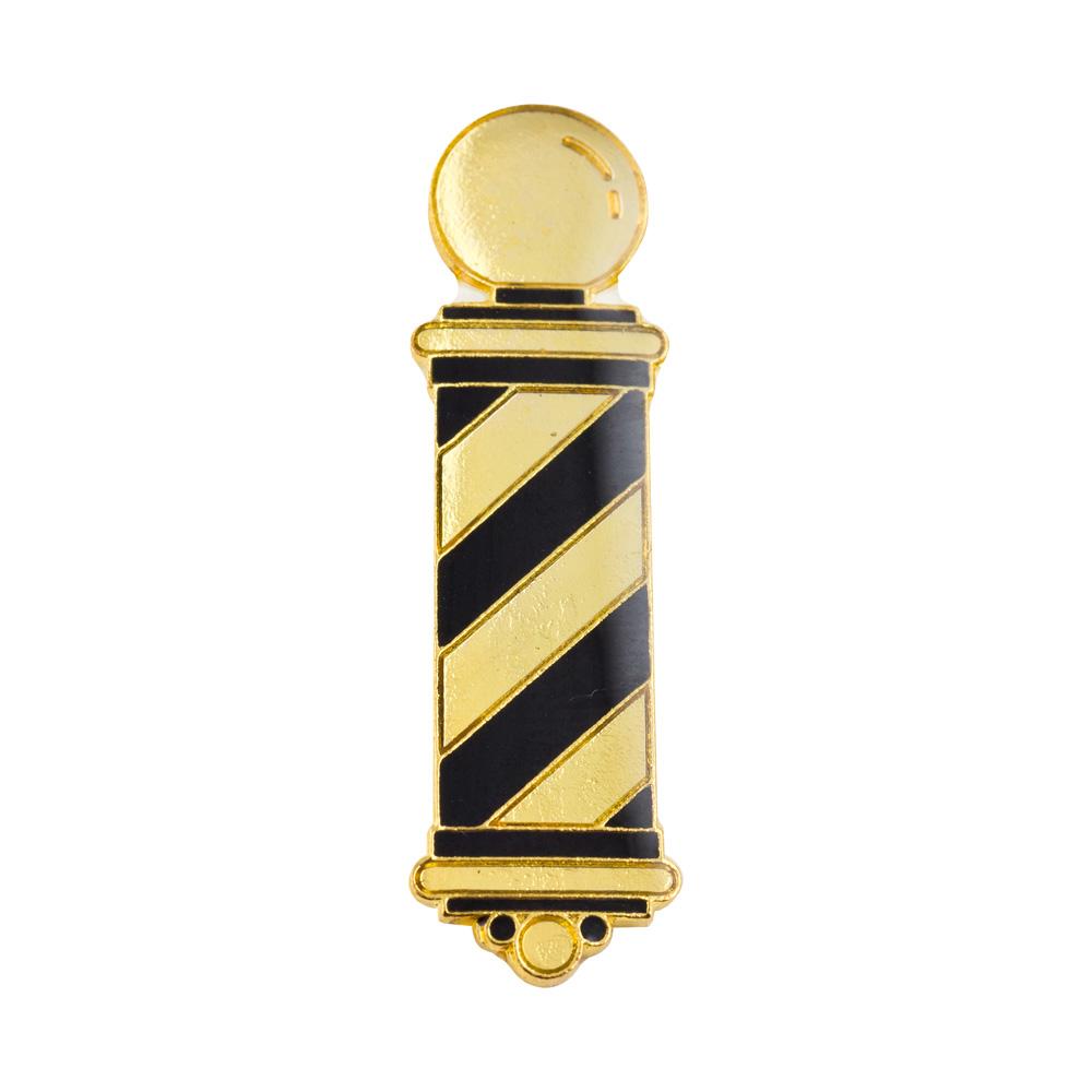 Barber Pole Lapel Pin Black \u0026 Gold, image size:1000x1000