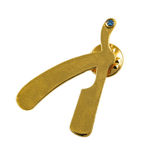 Gold Straight Razor Pin with Jewel