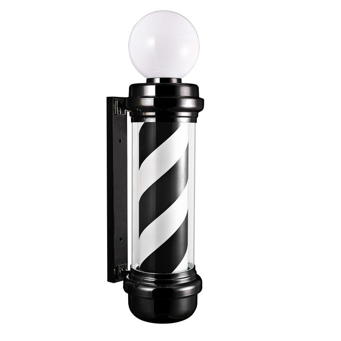 LED Barber Pole With Lamp (Black & White Stripe)