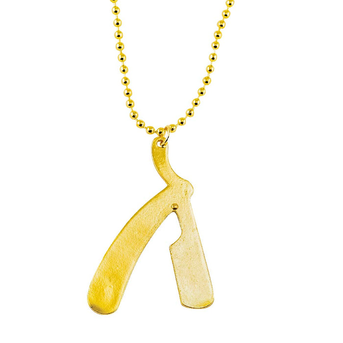Gold Straight Razor Necklace & Key Chain Smooth