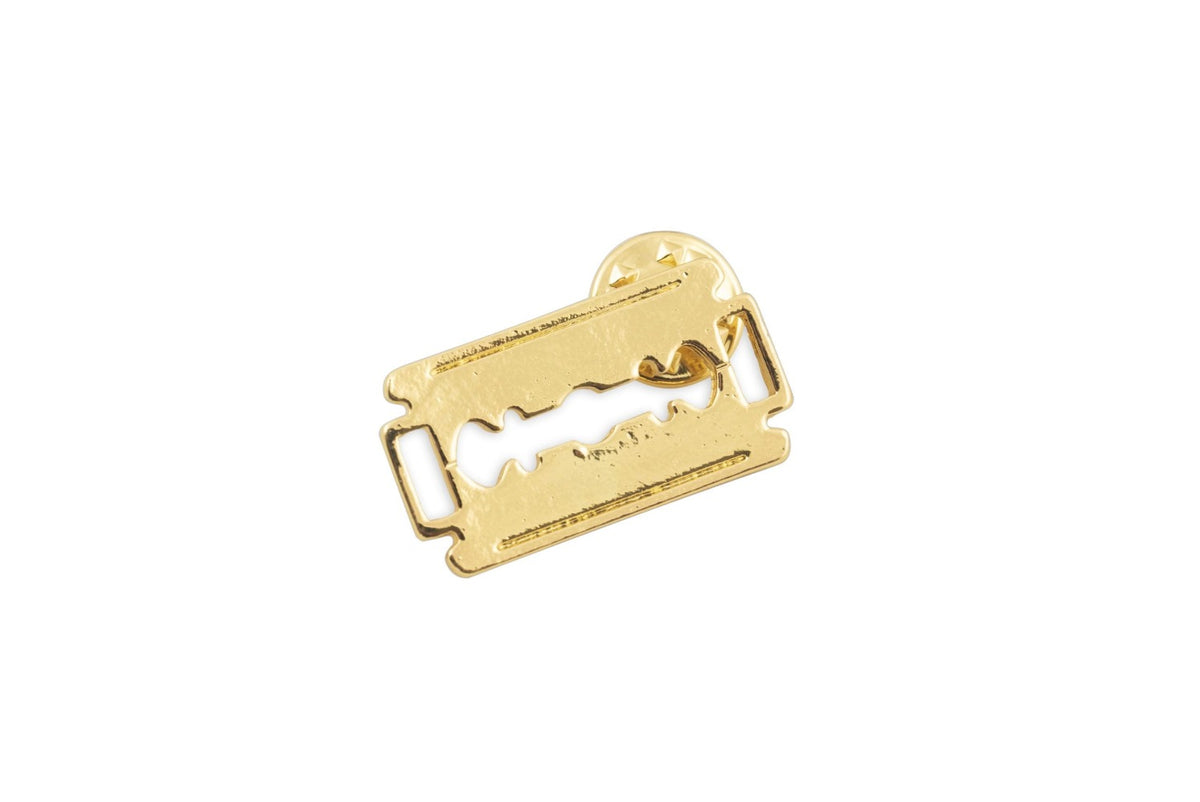Gold Razor Blade Lapel Pin — WB Barber Supply