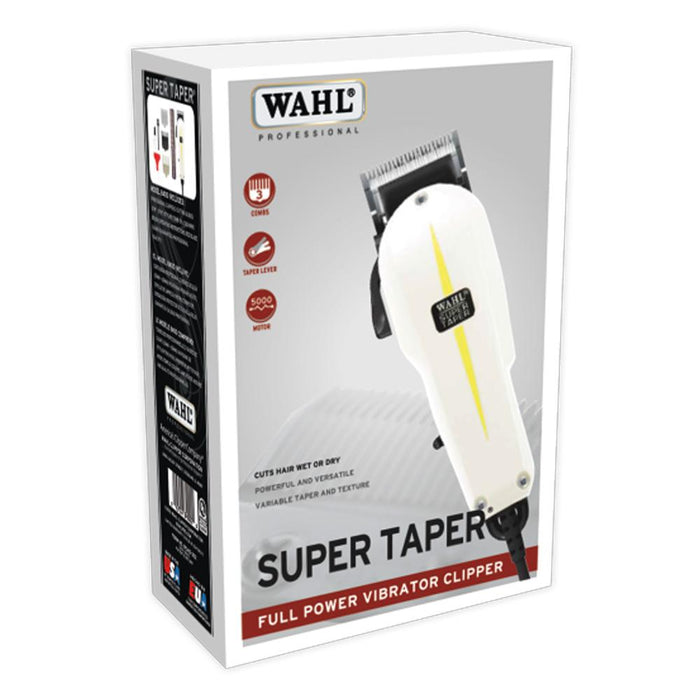 WAHL Professional Super Taper Full Power Vibrator Clipper - Model # 8400 -  White - 1 Pc Clipper