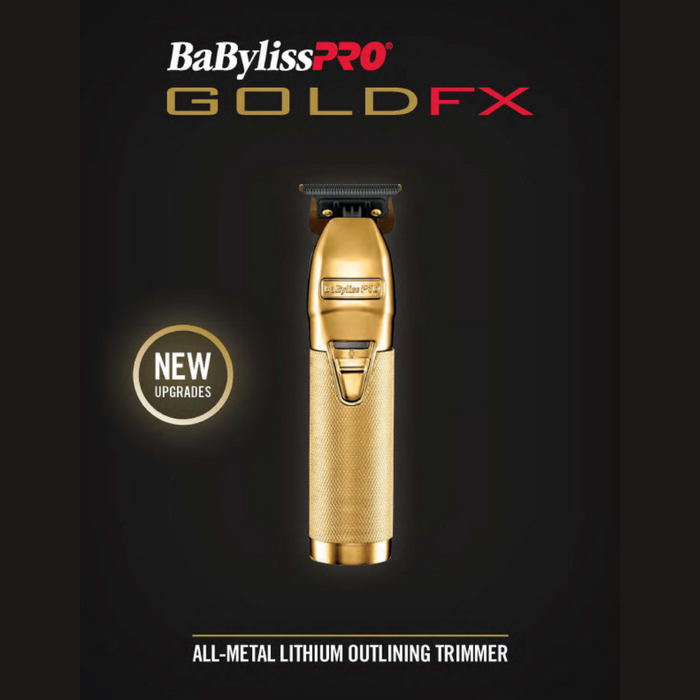 BaByliss PRO Gold FX Skeleton Trimmer + BaByliss Metallic Gold Comb Set -  NEW