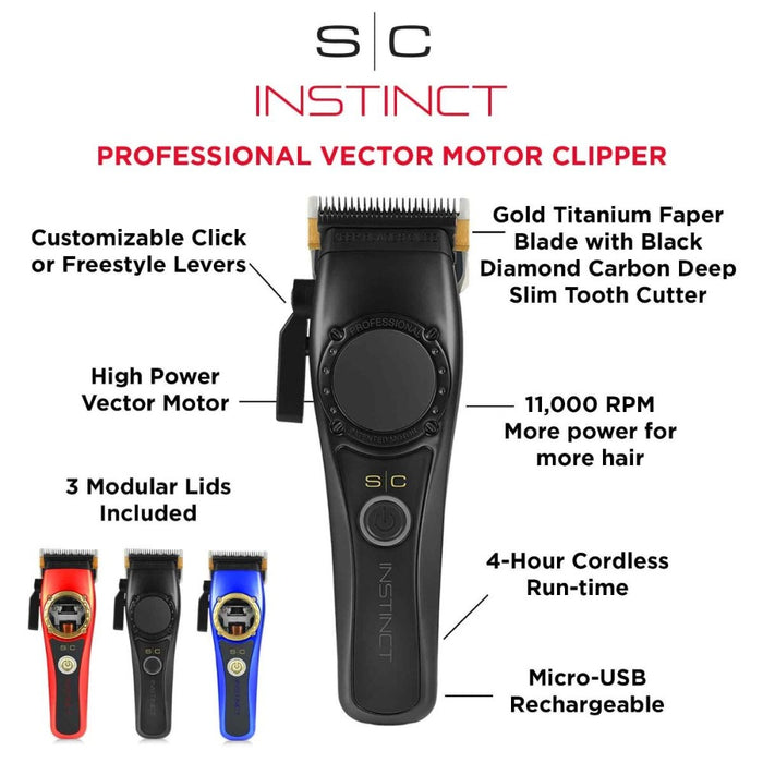 StyleCraft Instinct Professional Vector Motor Cordless Hair Clipper with Intuitive Torque Control